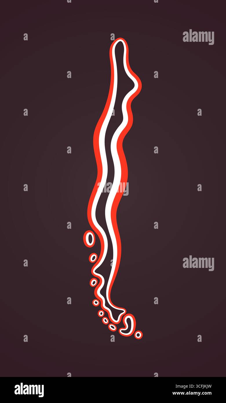Mappa del Cile segnata con il nastro a colori dalla bandiera. Illustrazione Vettoriale