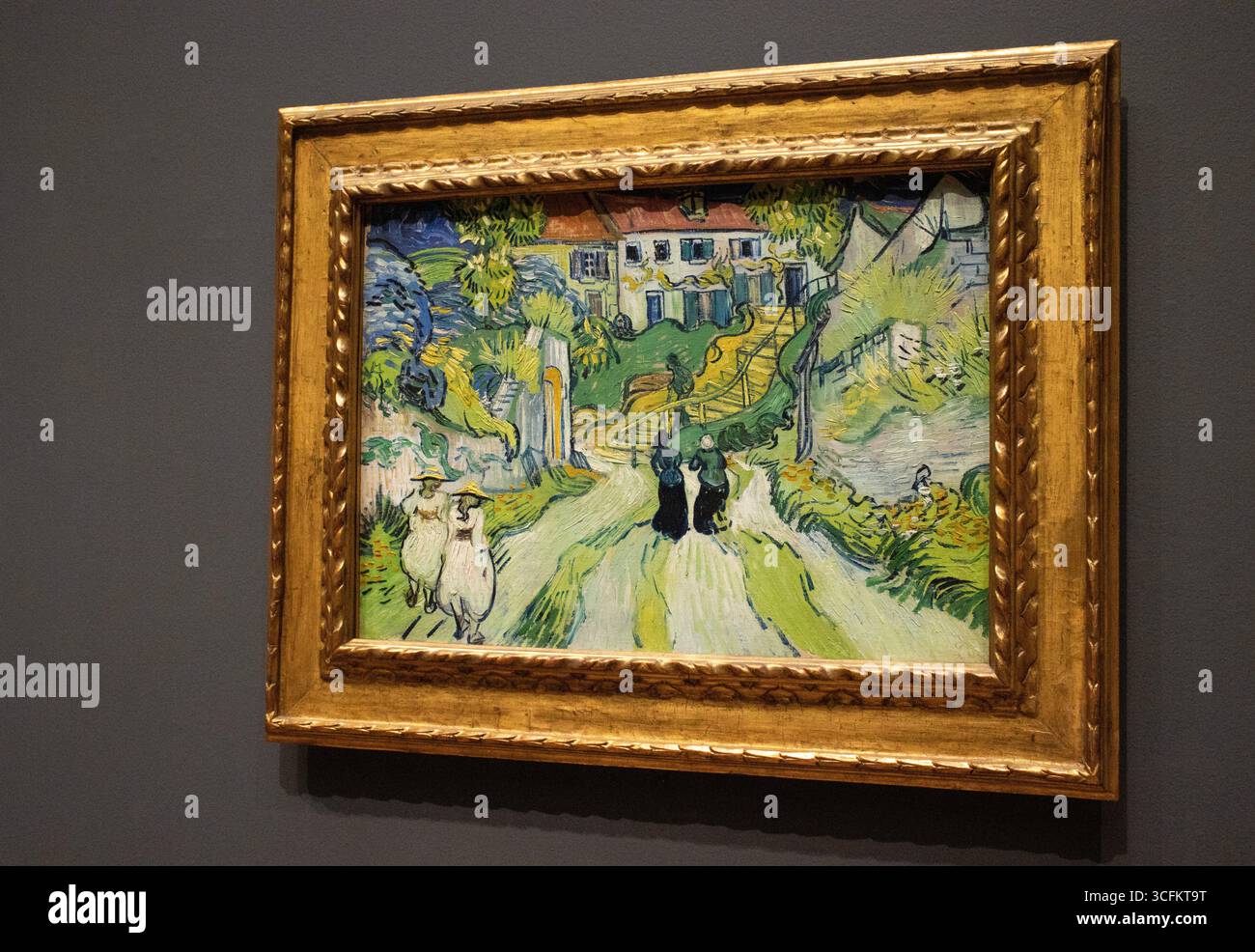 Scala ad Auvers, dipinto a olio su tela, 1890, di Vincent Van Gogh. Esposto su un muro grigio scuro al St. Louis Art Museum in Missouri, USA. Foto Stock