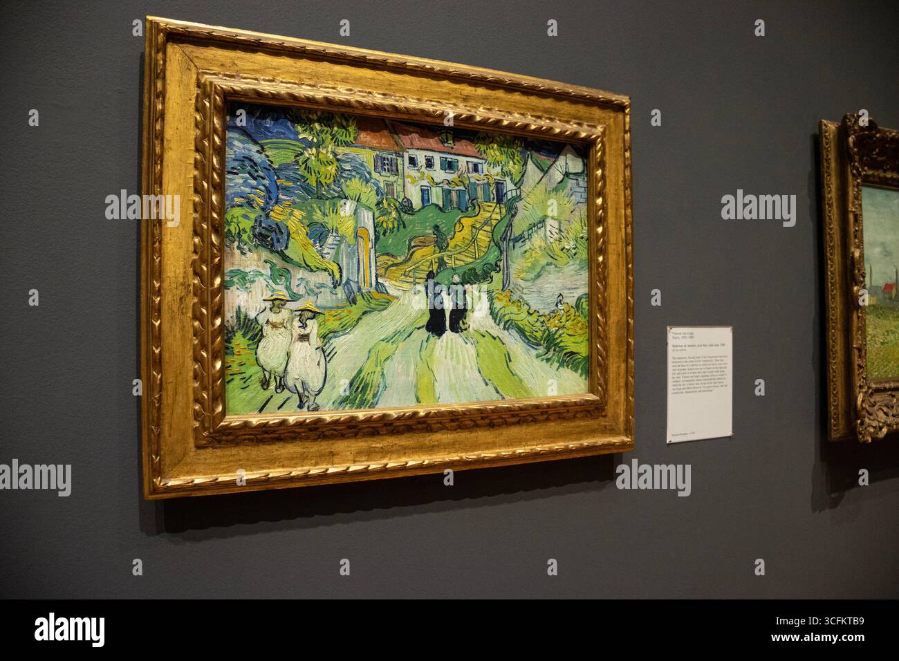 Scala ad Auvers, dipinto a olio su tela, 1890, di Vincent Van Gogh. Esposto su un muro grigio scuro al St. Louis Art Museum in Missouri, USA. Foto Stock