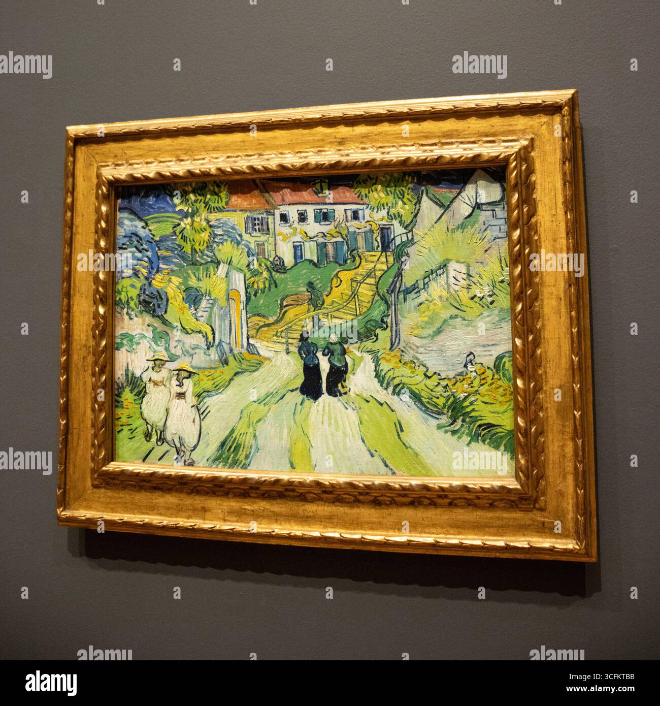 Scala ad Auvers, dipinto a olio su tela, 1890, di Vincent Van Gogh. Esposto su un muro grigio scuro al St. Louis Art Museum in Missouri, USA. Foto Stock