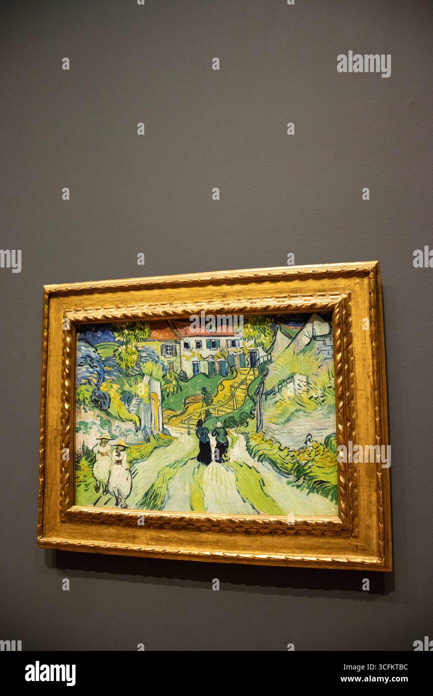 Scala ad Auvers, dipinto a olio su tela, 1890, di Vincent Van Gogh. Esposto su un muro grigio scuro al St. Louis Art Museum in Missouri, USA. Foto Stock