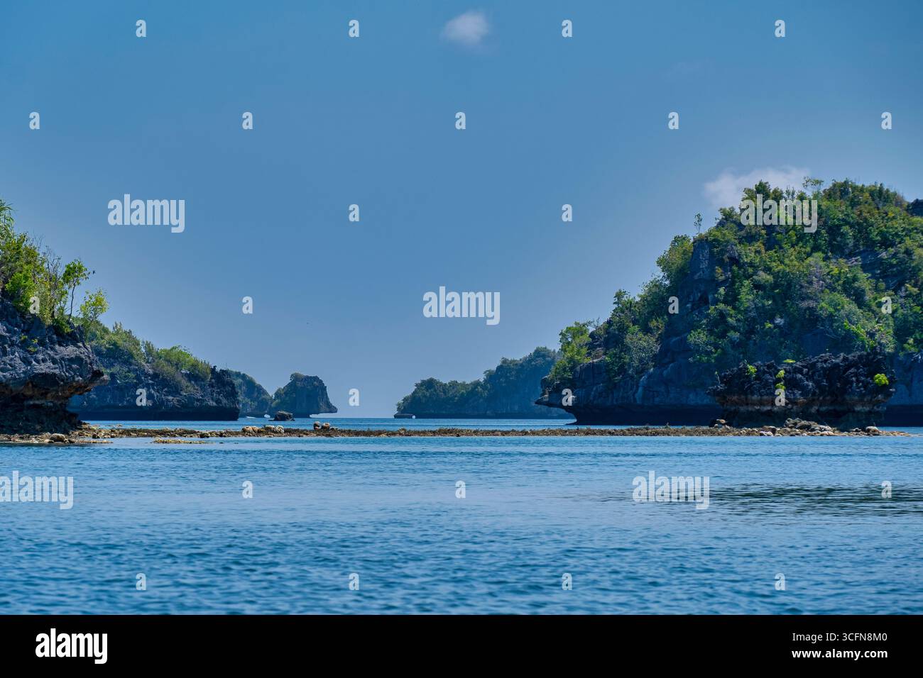 Misool è una delle quattro isole principali delle isole Raja Ampat nel sud-ovest di Papua. Più tardi, quest'isola divenne famosa per la sua bellezza naturale. La zona Foto Stock