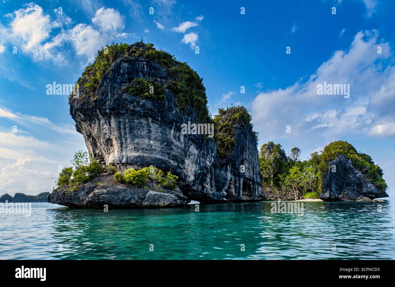 Misool è una delle quattro isole principali delle isole Raja Ampat nel sud-ovest di Papua. Più tardi, quest'isola divenne famosa per la sua bellezza naturale. La zona Foto Stock