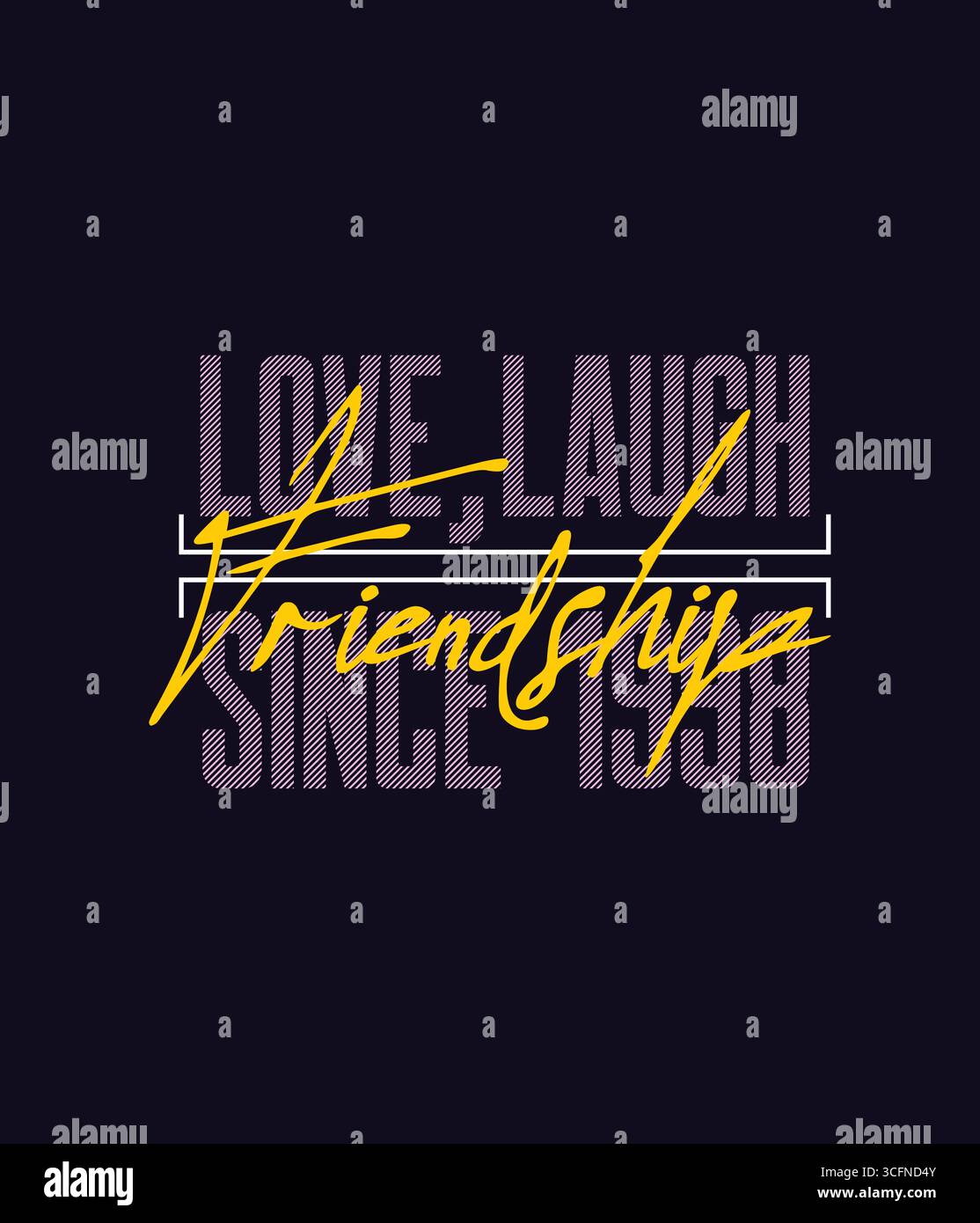 Design t-shirt Love Laugh Friendship Illustrazione Vettoriale
