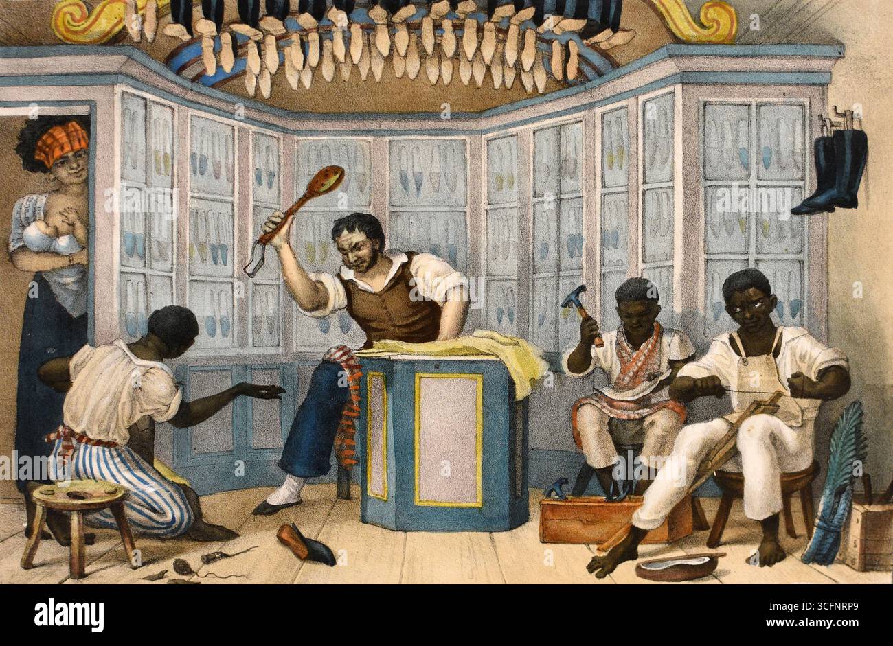 Una battuta per lo schiavo del calzolaio in Brasile Foto Stock
