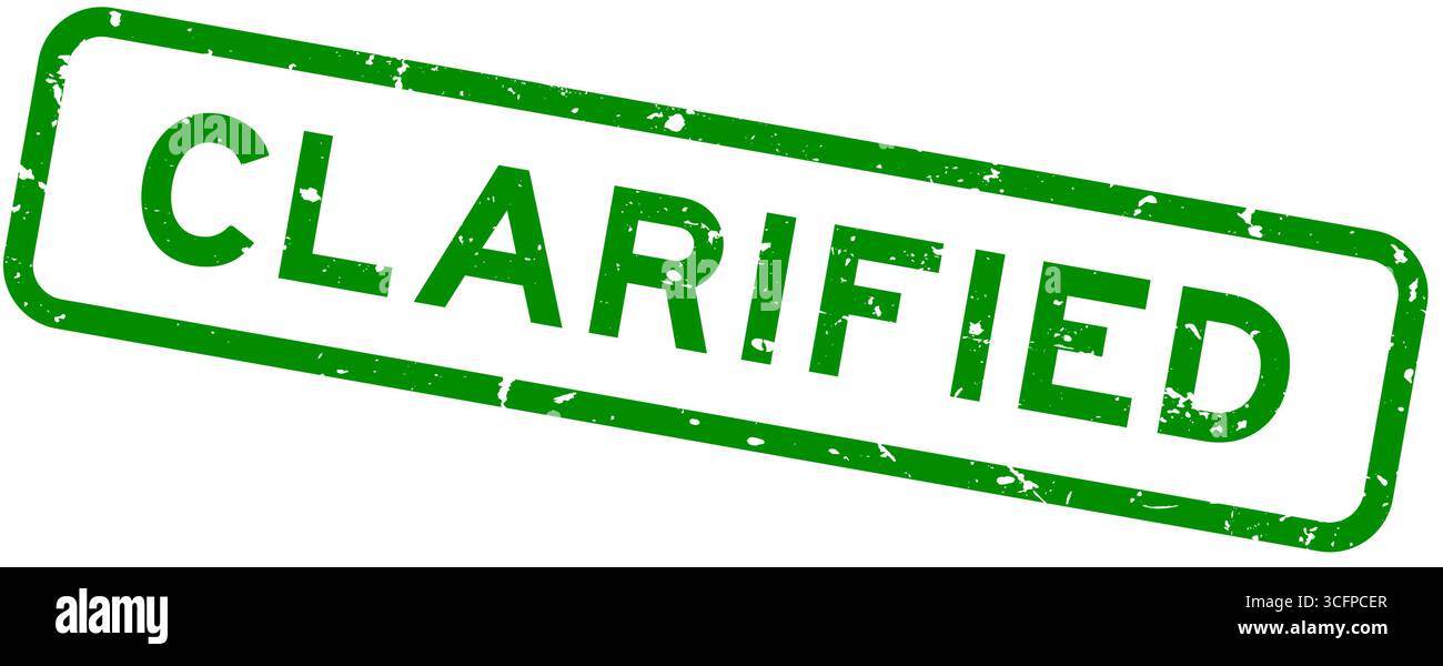 Verde grunge parola chiarificata sigillo quadrato in gomma su sfondo bianco Illustrazione Vettoriale