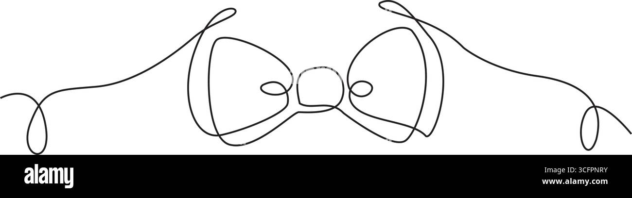 Collo con papillon art linea singola. Uomo con abbigliamento formale. È richiesto un abbigliamento astratto. Disegno minimo su una linea. Illustrazione vettoriale. Illustrazione Vettoriale