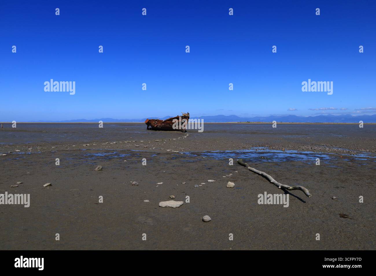 Il relitto di Janie Seddon si trova sulla costa della Motueka Foto Stock