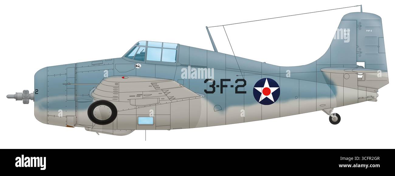 Grumman F4F-3 Wildcat del VF-3, USS Saratoga (CV-3), fine 1941 Foto Stock