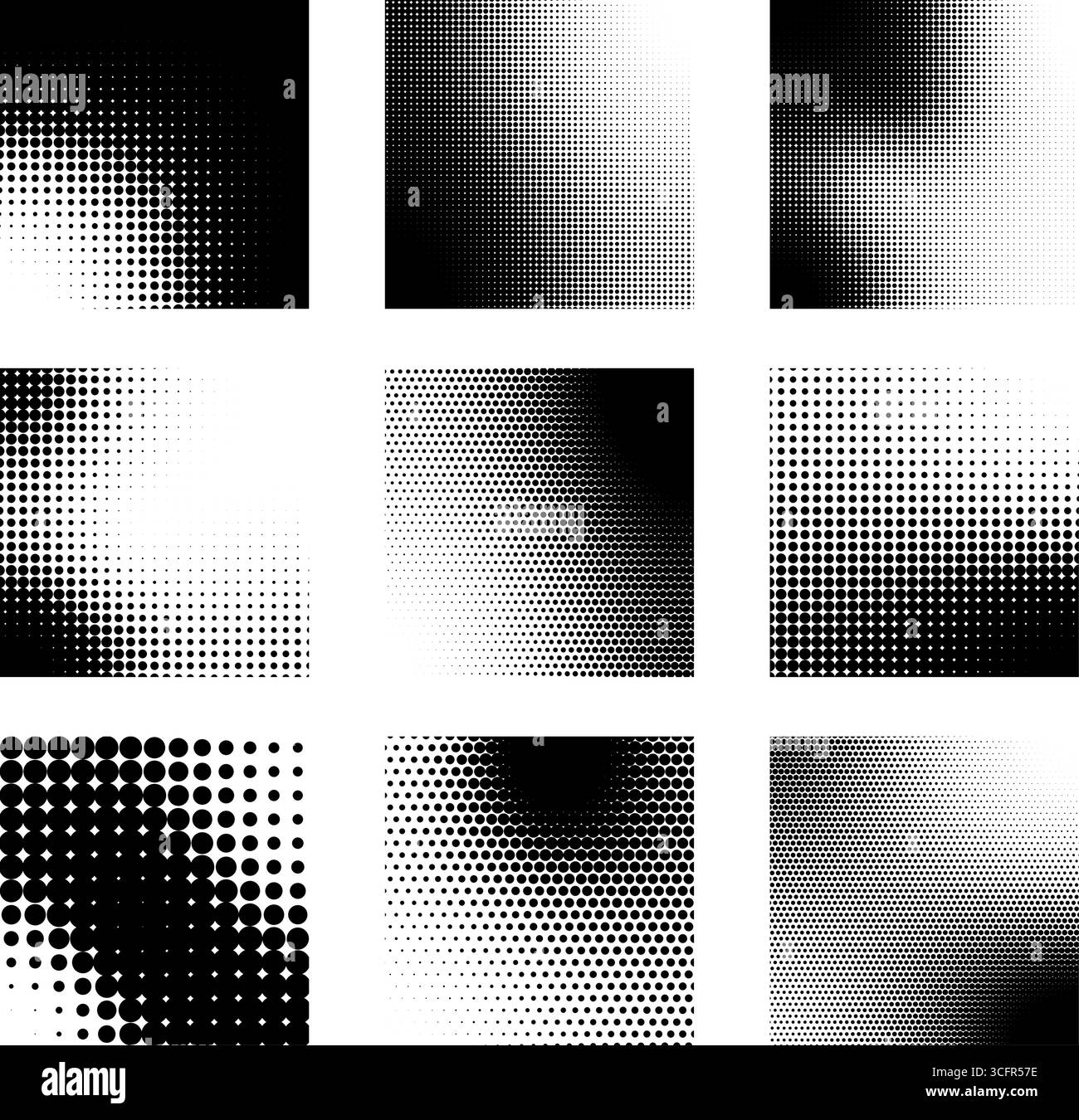 Mezzitoni in bianco e nero in vari design. Illustrazione vettoriale Illustrazione Vettoriale