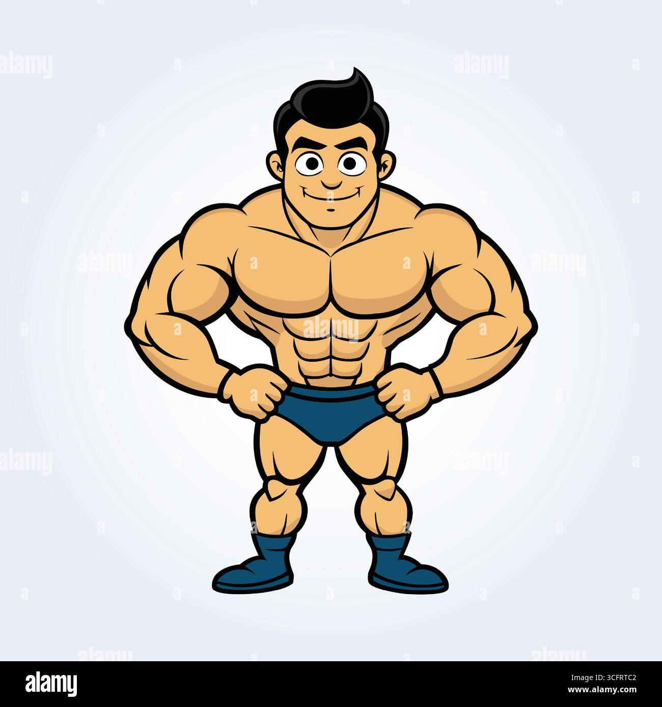 Un personaggio dei cartoni animati che raffigura un bodybuilder Illustrazione Vettoriale