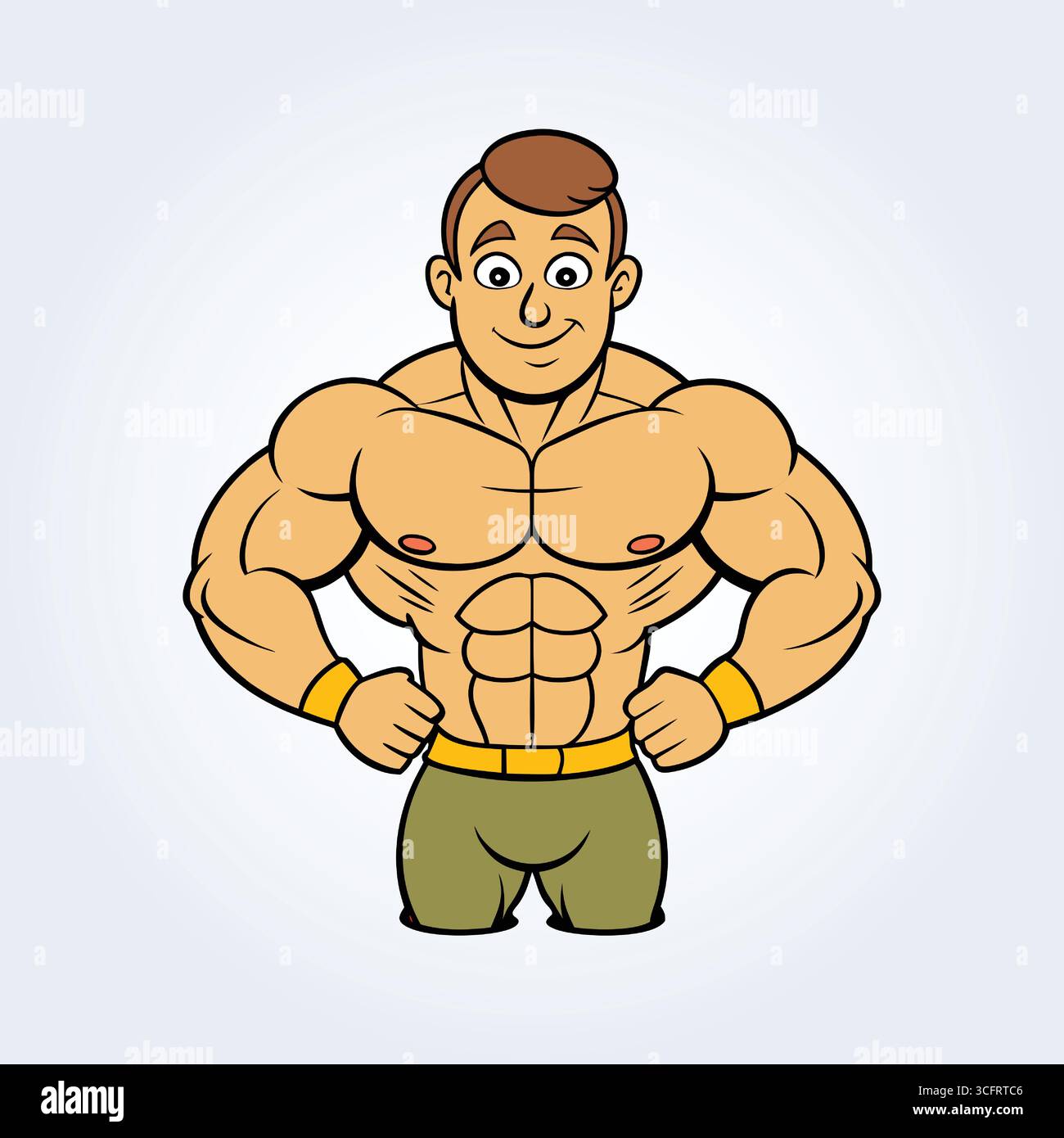 Un personaggio dei cartoni animati che raffigura un bodybuilder in posa Illustrazione Vettoriale