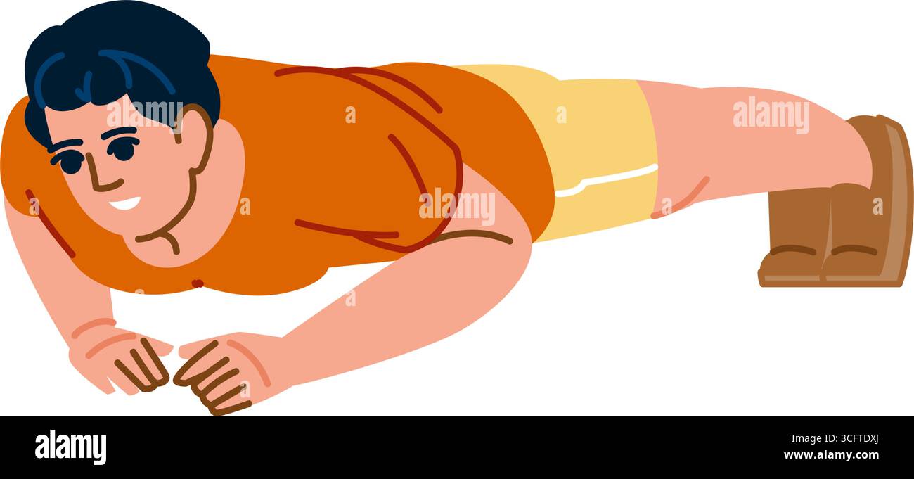 Uomo determinato che fa push-up e mantiene uno stile di vita sano Illustrazione Vettoriale