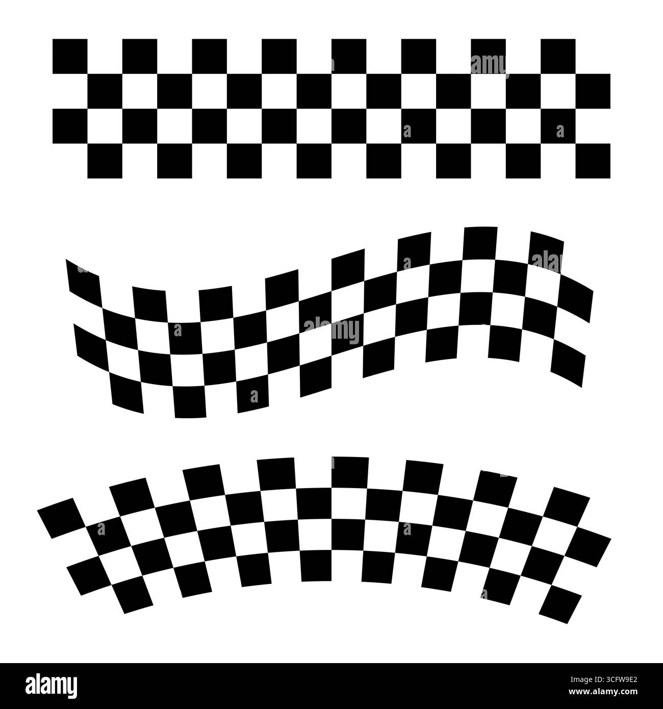 Bandiera a scacchi. Banner wavy Motorsport. Vettore grafico racing. Linea di finitura dinamica. Illustrazione Vettoriale