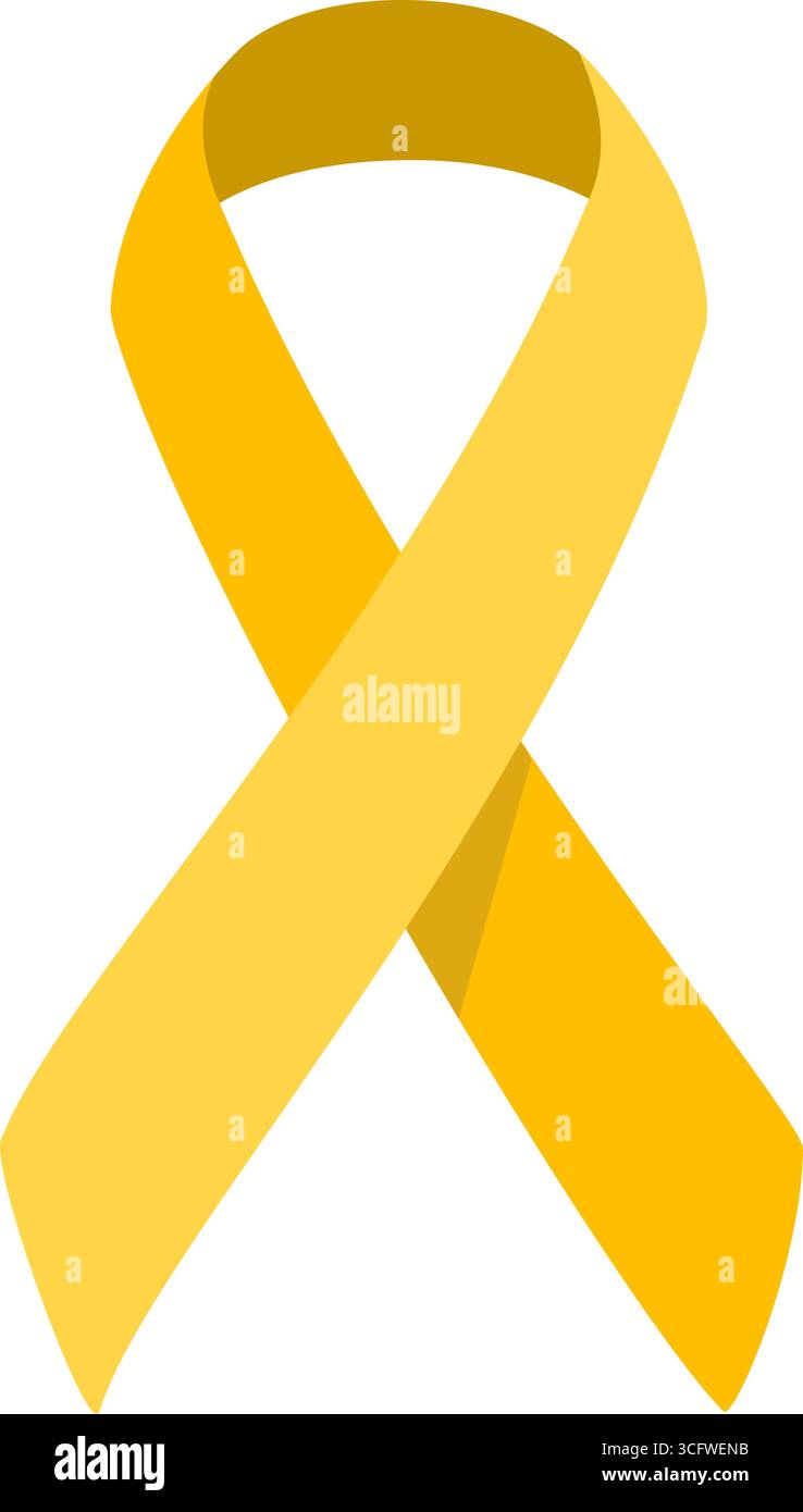 Nastro di sensibilizzazione all'oro utilizzato per il vettore di raccolta fondi per il cancro dei bambini Illustrazione Vettoriale