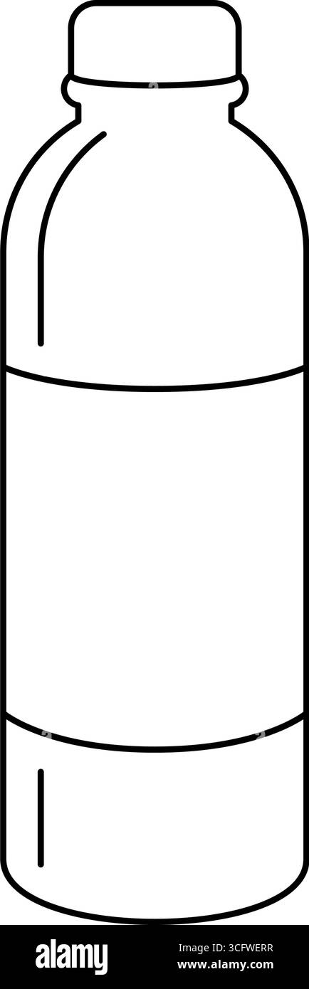 Vettore icona generico in metallo o plastica del contorno della bottiglia d'acqua Illustrazione Vettoriale