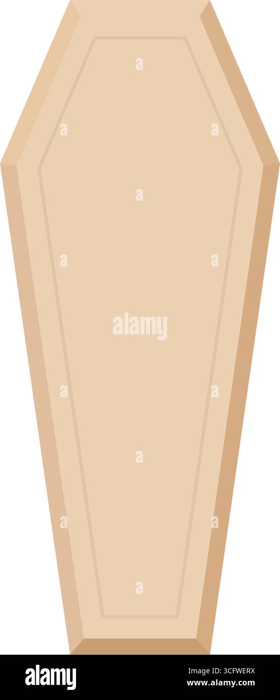 Vista dall'alto di una bara funeraria di legno con il coperchio sul vettore icona Illustrazione Vettoriale