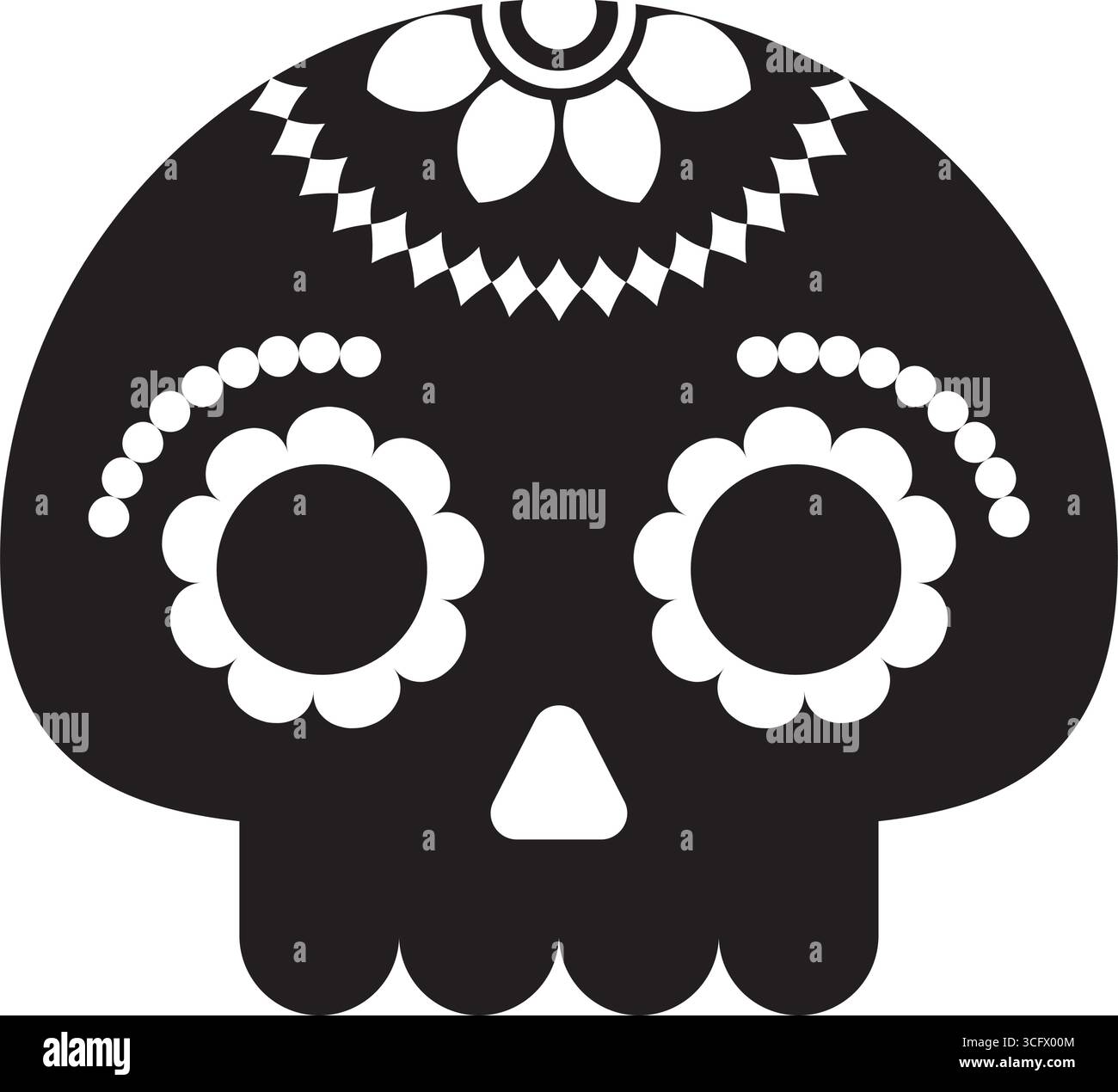 Icona del vettore del cranio dello zucchero nero Illustrazione Vettoriale