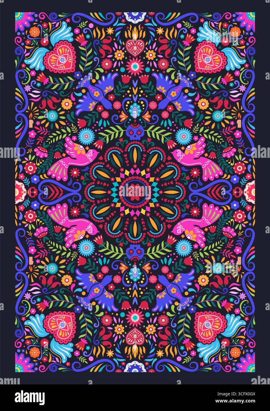 Mandala decorativo messicano Illustrazione Vettoriale