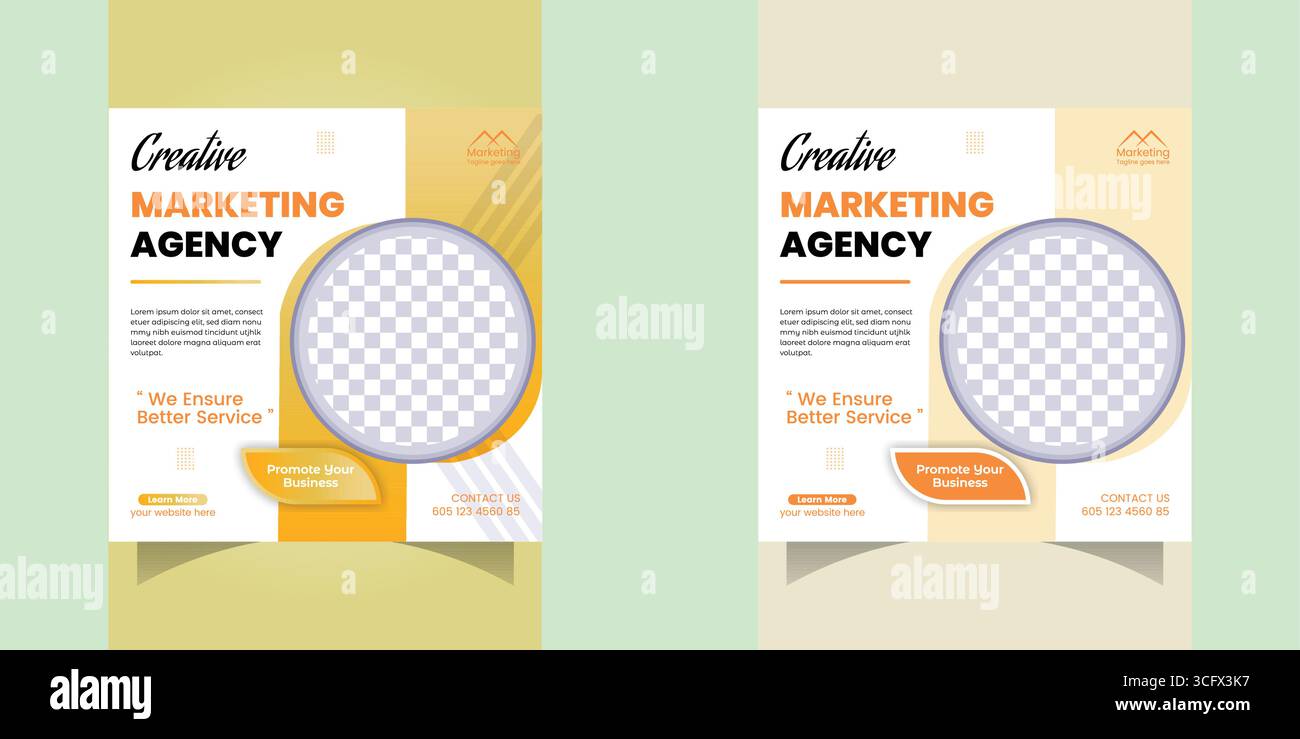 Creazione creativa di volantini per agenzie di cucina con immagini e layout di testo Illustrazione Vettoriale