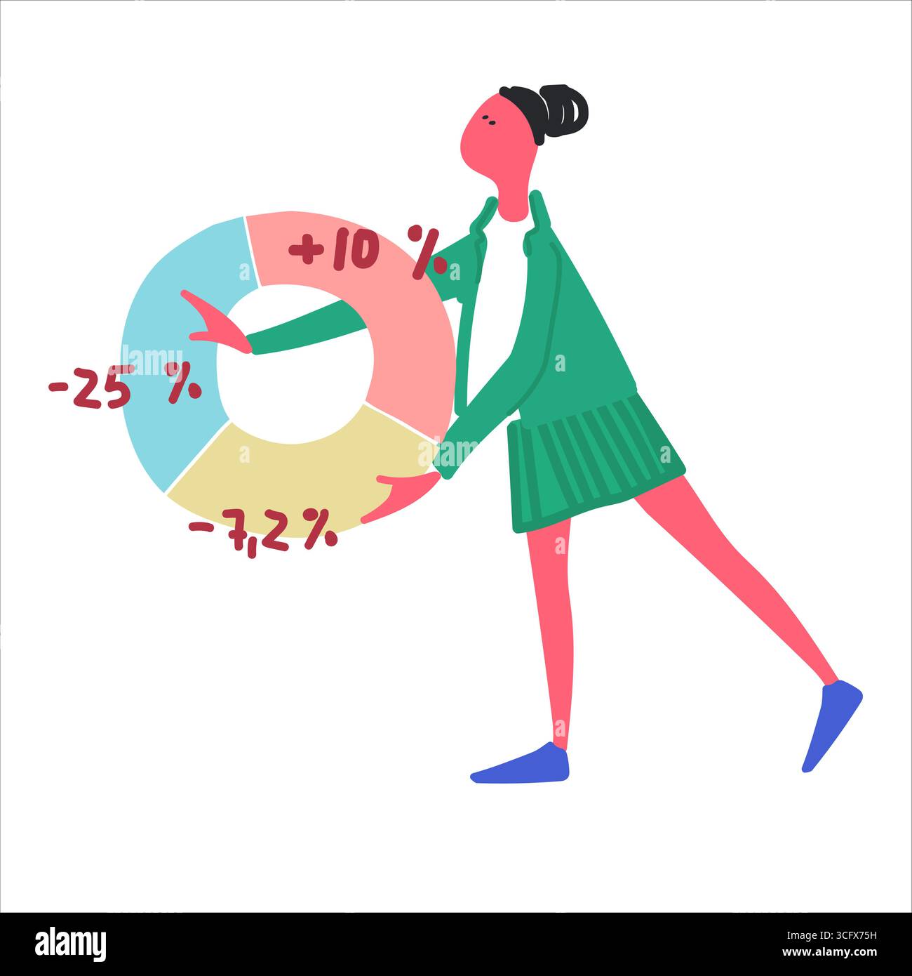 Concetto di investimento di portafoglio. Processo di gestione del portafoglio. Illustrazione vettoriale in stile piatto Illustrazione Vettoriale