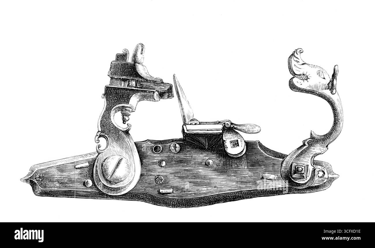 Castello di Vauban, una combinazione di selce e matchlock, 1692, dal libro The British Army, 1868, riproduzione storica, restaurata digitalmente da un originale del XIX secolo, data record non dichiarata Foto Stock