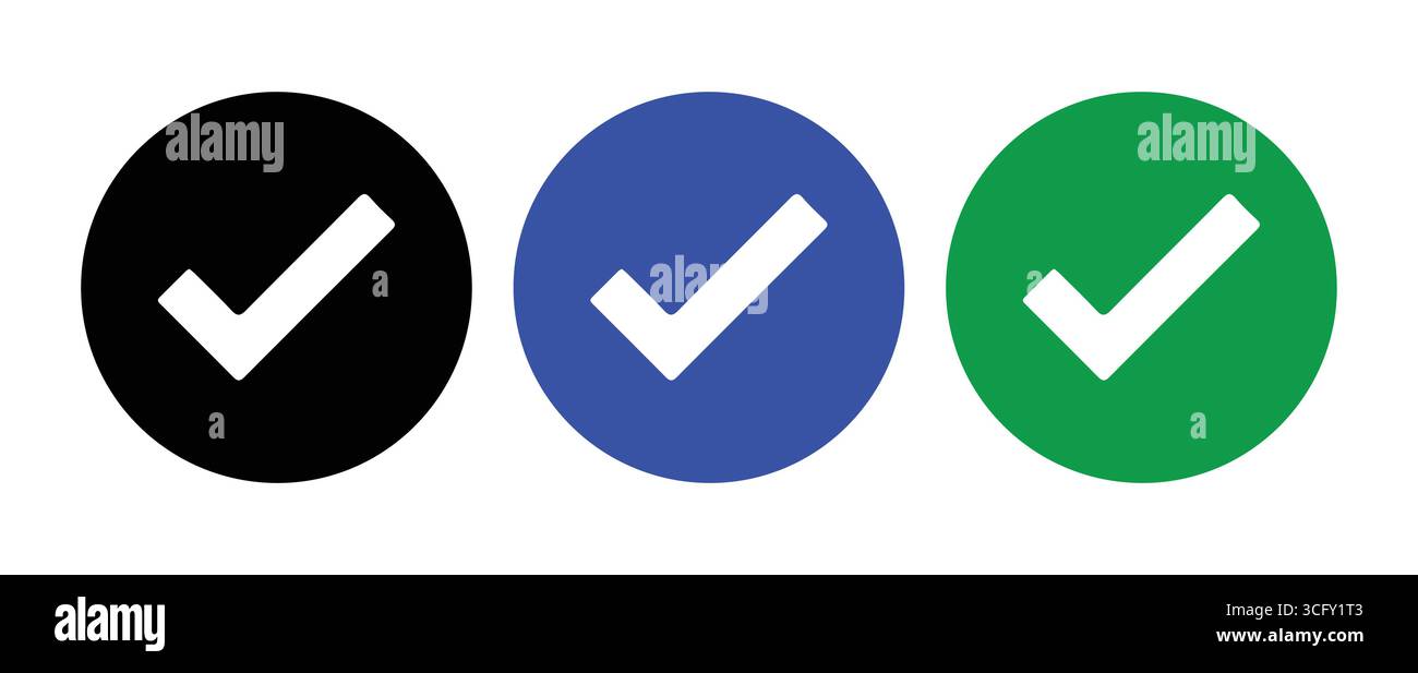 Set di icone verificate con indicatori di controllo colorati Illustrazione Vettoriale