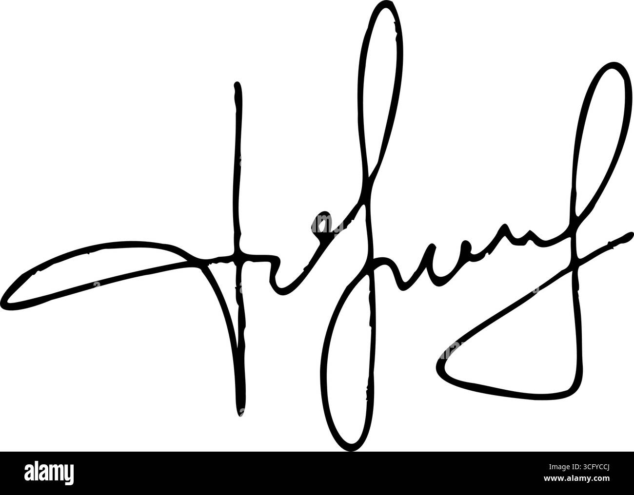 Firma autografa per i documenti aziendali. Disegna a mano una calligrafia vettoriale disegnata a mano Illustrazione Vettoriale