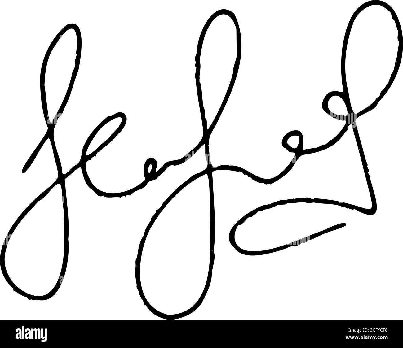 Firma autografa disegnata a mano per i documenti aziendali. Scarabocchiare di uno schizzo a calligrafia vettoriale Illustrazione Vettoriale