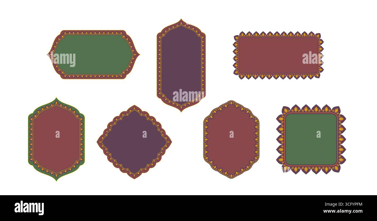 Set vettoriale di cornici decorative per celebrazioni musulmane e indù Illustrazione Vettoriale