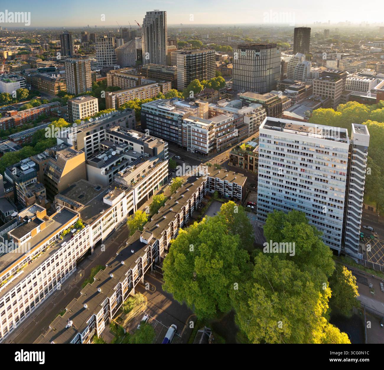 Vista aerea di Whitecross Street, zona di Old Street, Londra Foto Stock