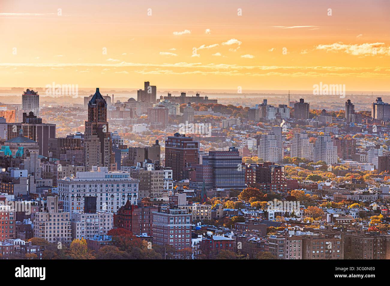 Brooklyn, New York, USA paesaggio urbano autunnale all'alba. Foto Stock