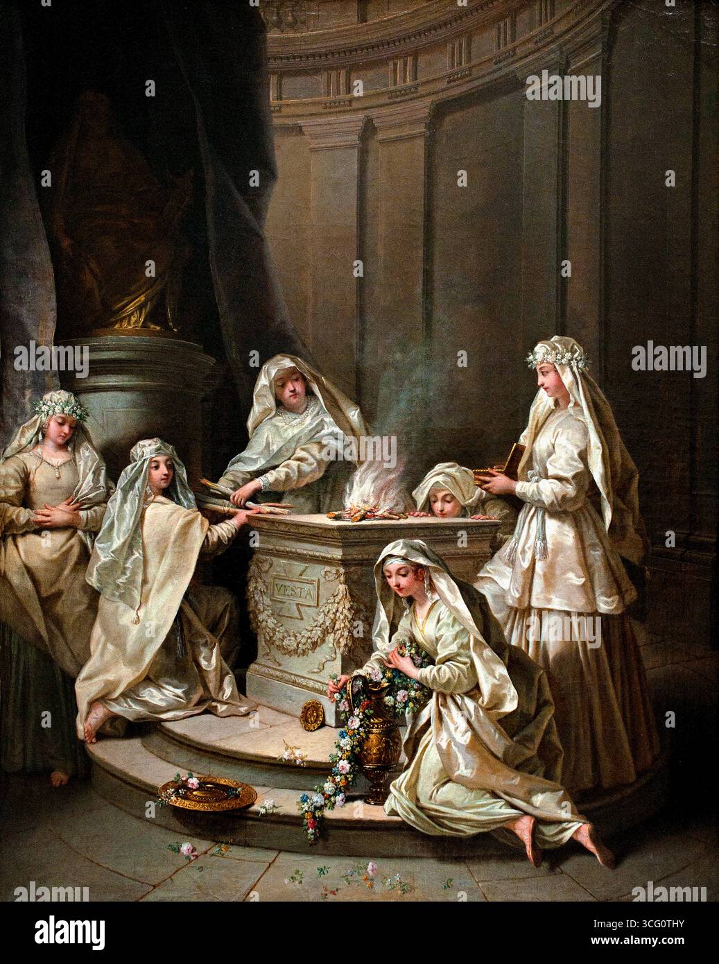 Le antiche vergini 1728 Jean Raoux. 1677-1734 .le Vergini Vestali, le fanciulle a Roma di Vesta Francia Museo francese di Lille Francia. Foto Stock