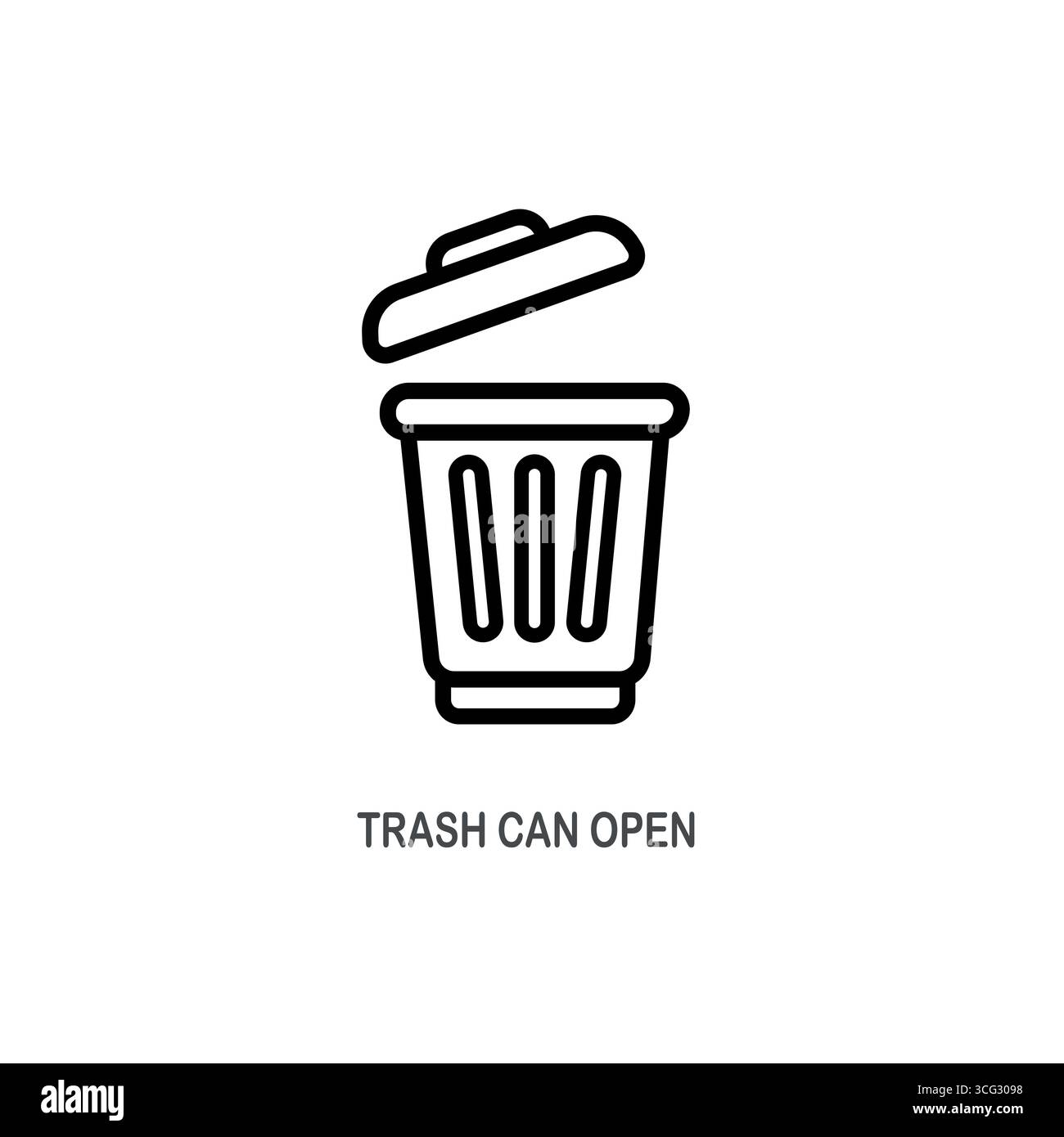 Il cestino può aprire l'icona vettoriale del contorno. Il cestino nero con linee sottili può aprire icona, vettore piatto semplice illustrazione di elementi da strumenti e utensili modificabili conc Illustrazione Vettoriale
