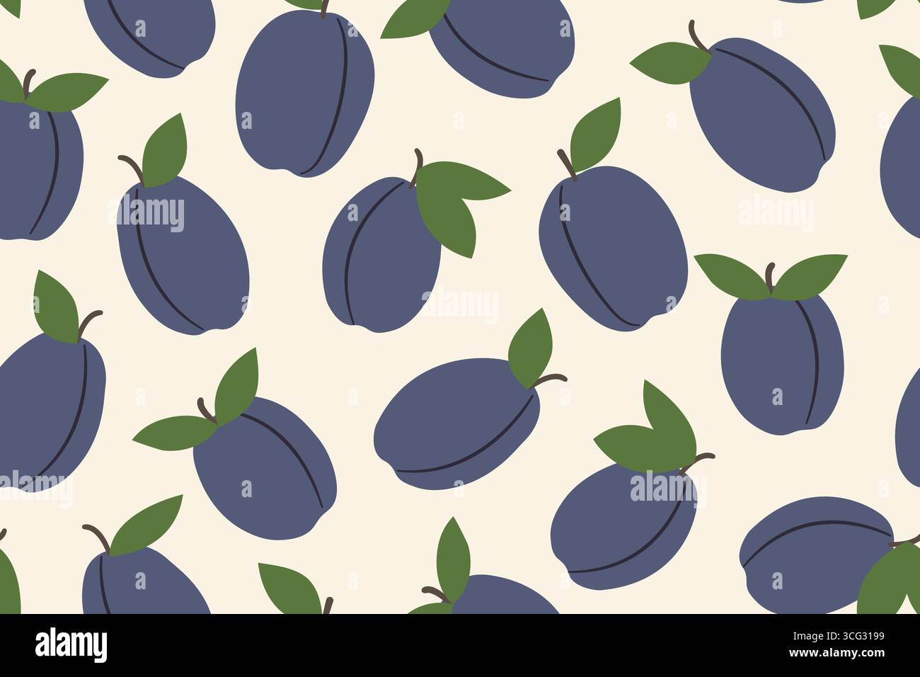 motivo di prugne senza cuciture; sfondo naturale dei frutti autunnali - illustrazione vettoriale Illustrazione Vettoriale