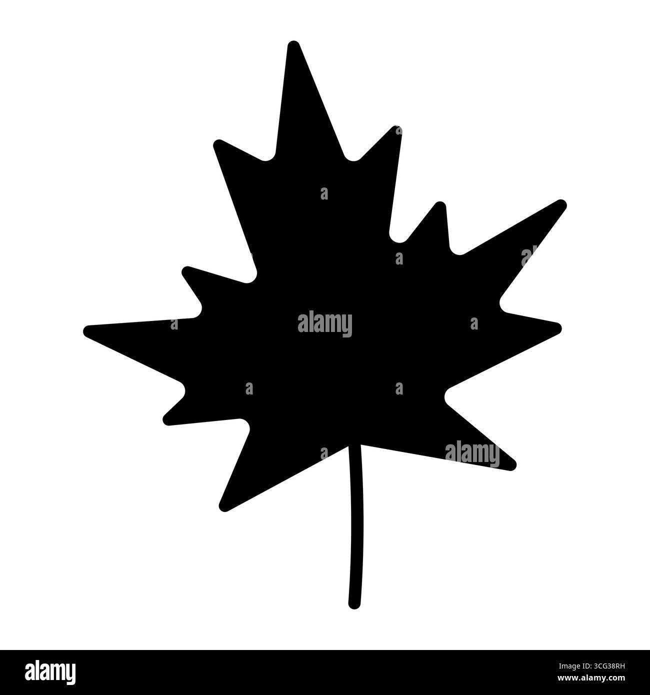 illustrazione vettoriale nera minimalista di una foglia d'acero. il design è semplice, costituito da una foglia a cinque punte Illustrazione Vettoriale