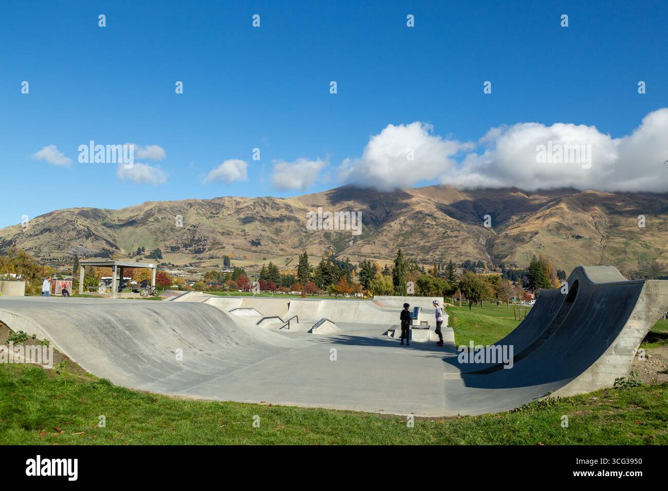 Skate Park a Wanaka, Otago, South Island, nuova Zelanda Foto Stock