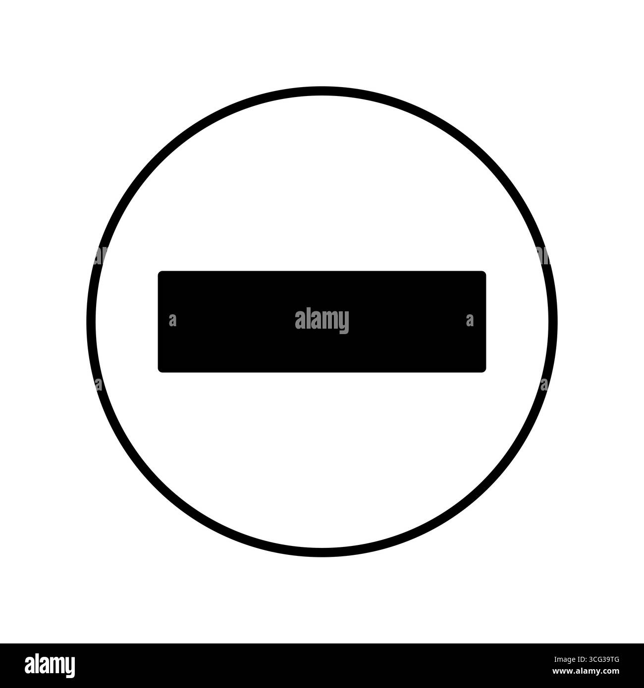 segno meno nell'icona del vettore del cerchio. illustrazione vettoriale di un segno meno solido all'interno di un cerchio. il design minimalista rappresenta la sottrazione, un segnale di stop Illustrazione Vettoriale