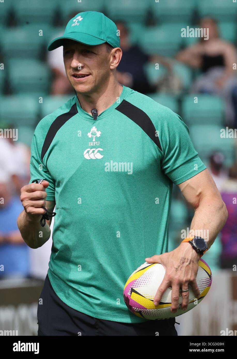 Scott Bemand capo allenatore dell'Irlanda durante la partita della Coppa del mondo di rugby femminile 2025 in piscina C tra l'Irlanda e il Giappone ai Franklin's Gardens di Northampton il 24 agosto 2025 Foto Stock