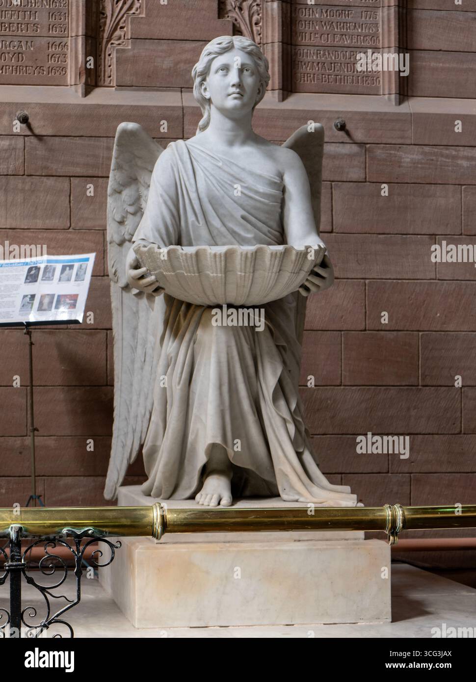 Il font Copenhagen nella St John's Church, Barmouth, Gwynedd, Galles nordoccidentale, Galles, REGNO UNITO Foto Stock