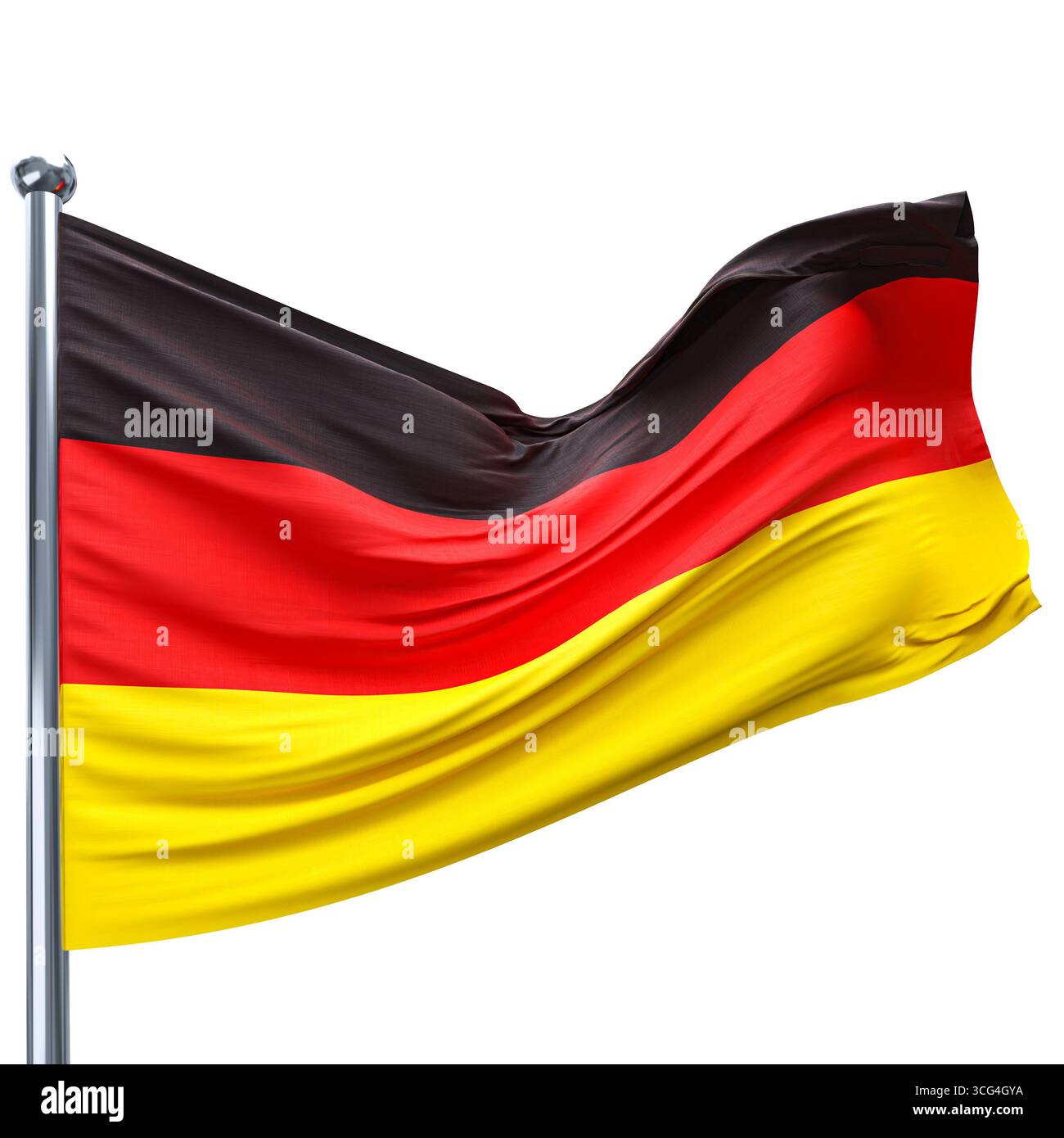 Bandiera tedesca 3d che sventola su sfondo trasparente Foto Stock