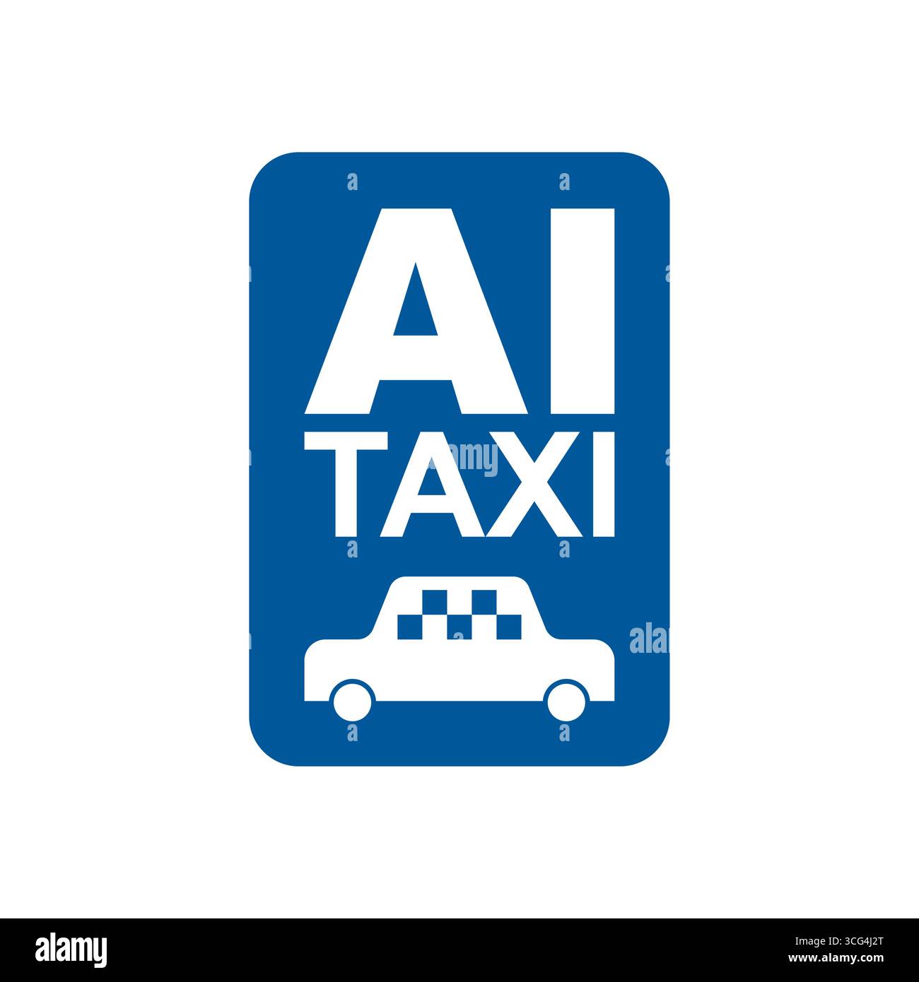 Icona di ai taxi. Illustrazione dell'intelligenza artificiale, dei servizi di cabina autonoma, della mobilità intelligente e del marchio moderno per un trasporto futuristico Illustrazione Vettoriale