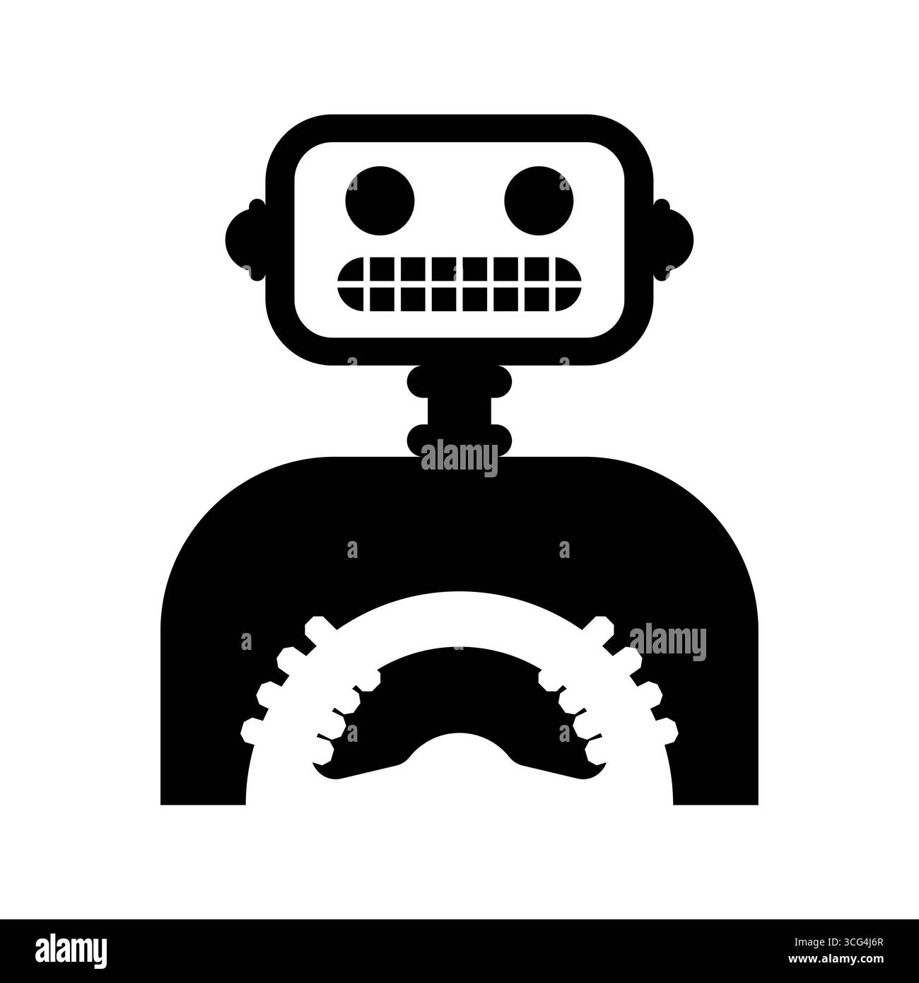 icona del cartello del conducente del robot taxi. Concetto vettoriale su intelligenza artificiale, veicoli autonomi, mobilità urbana, trasporti futuri e innovazione Illustrazione Vettoriale