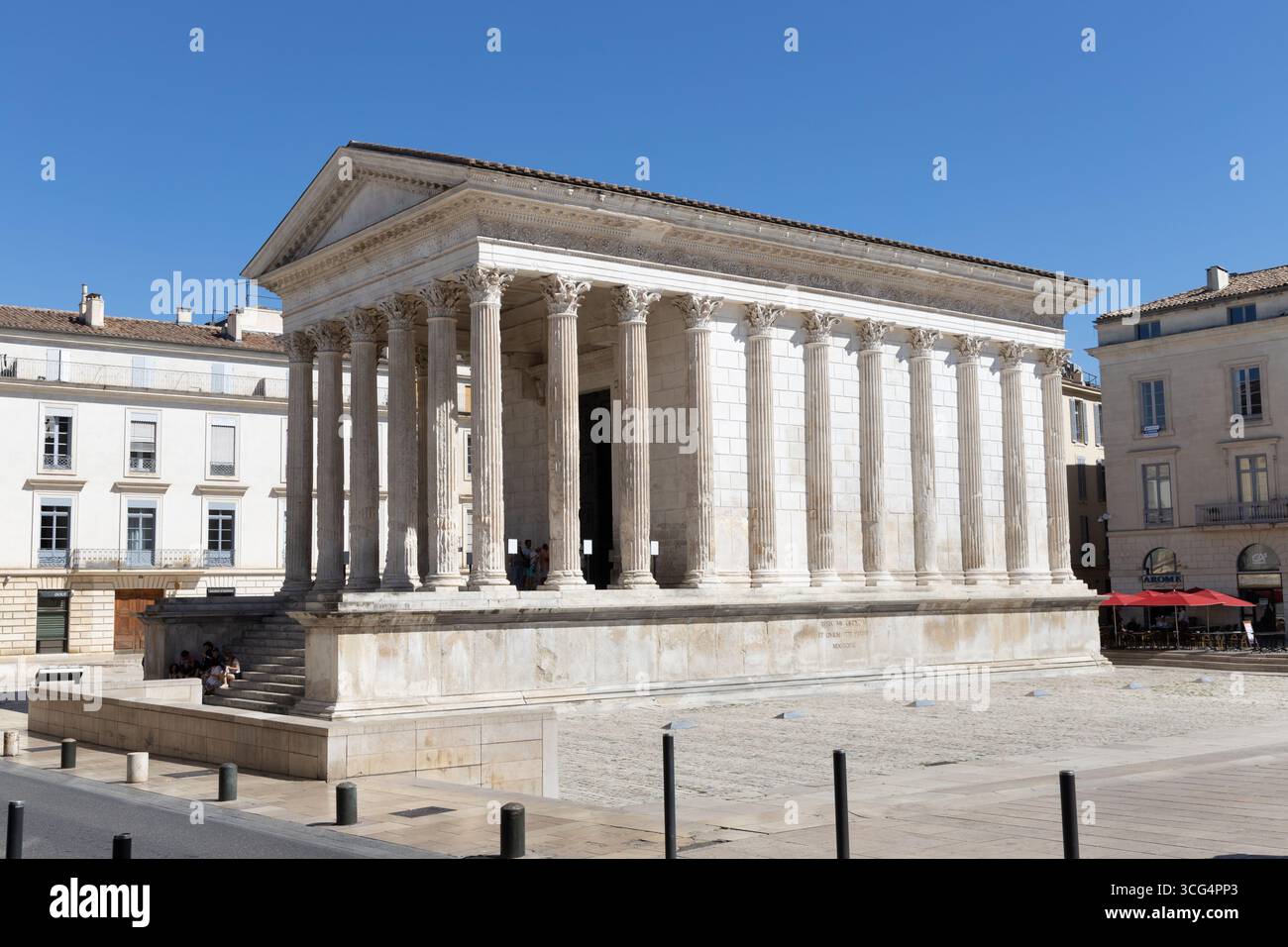 La Maison Carree a Nimes, Provenza, Francia Foto Stock