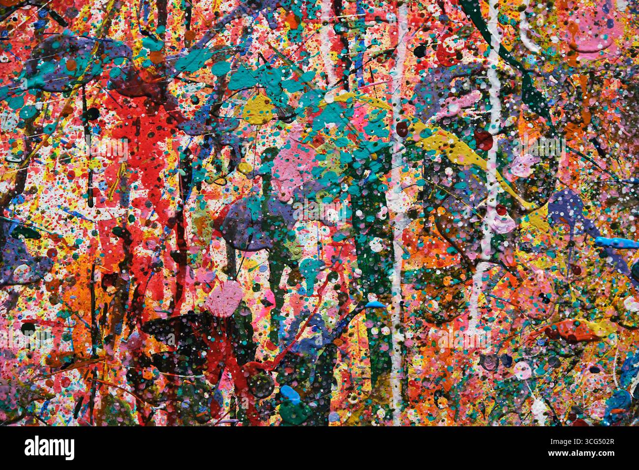 spruzzi di vernice colorata astratta primo piano Foto Stock