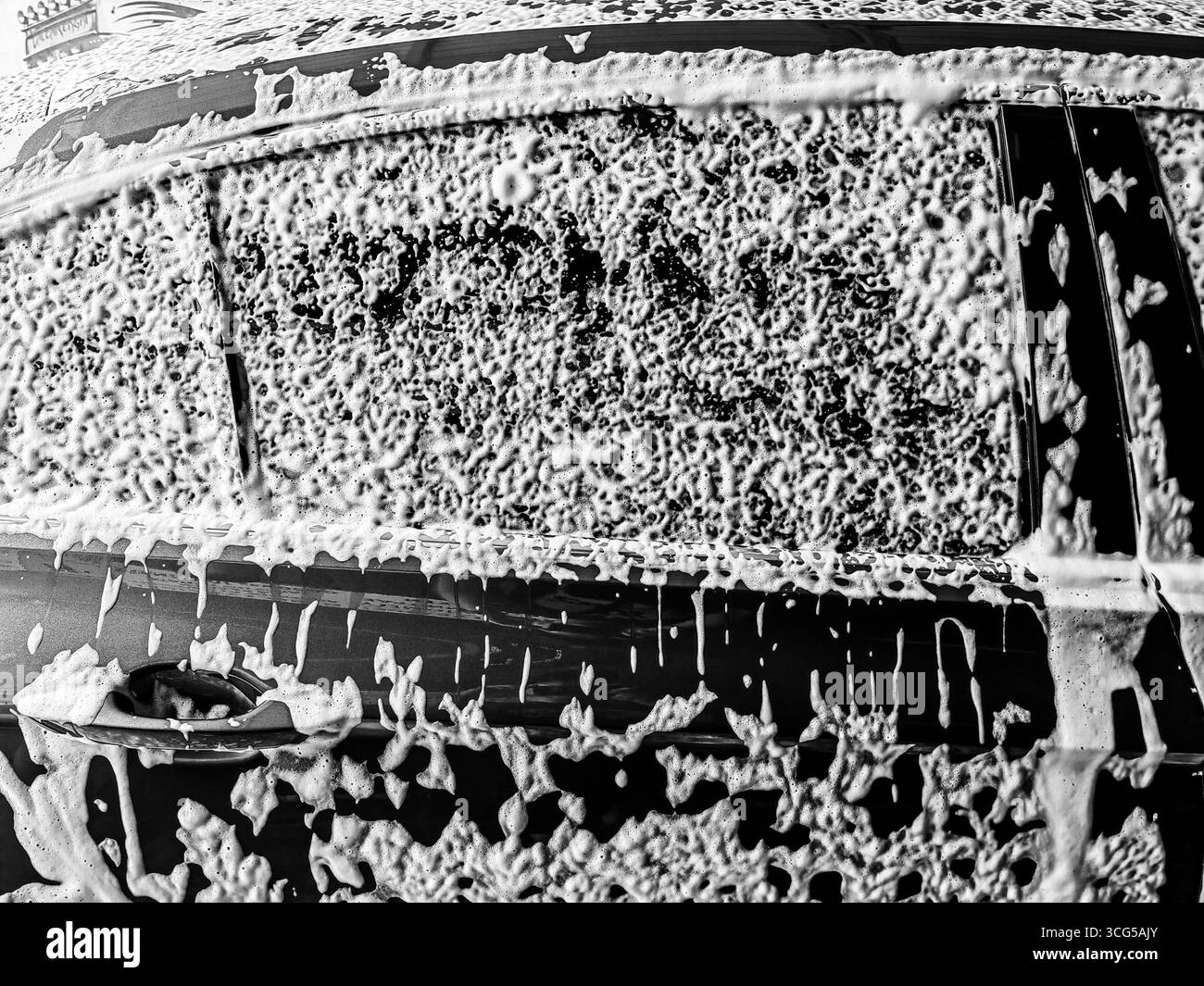 Lavaggio auto in schiuma astratto Foto Stock