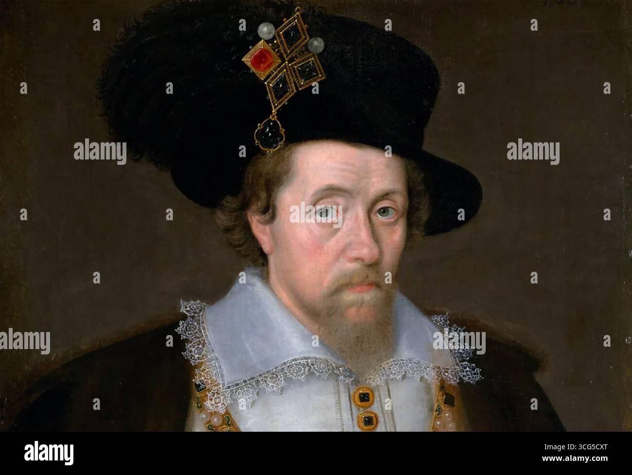 GIACOMO vi e i (1566-1625) di John de Critz il Vecchio nel 1604 (dettaglio) Foto Stock