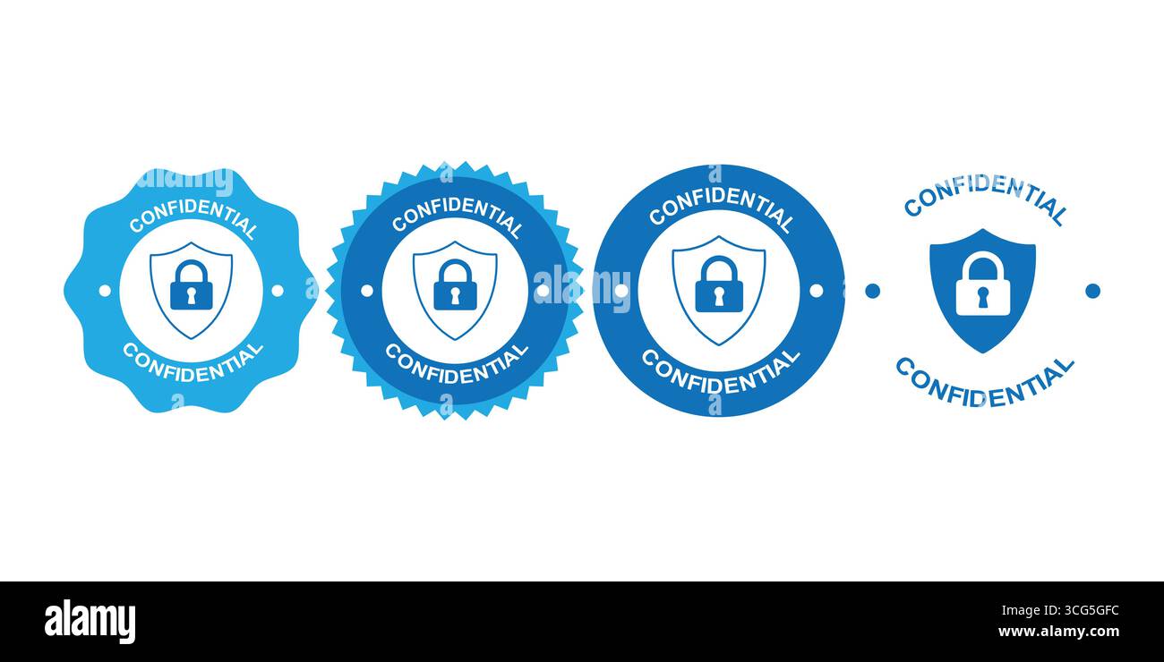 Icone di riservatezza con simbolo di blocco per la sicurezza dei dati Illustrazione Vettoriale