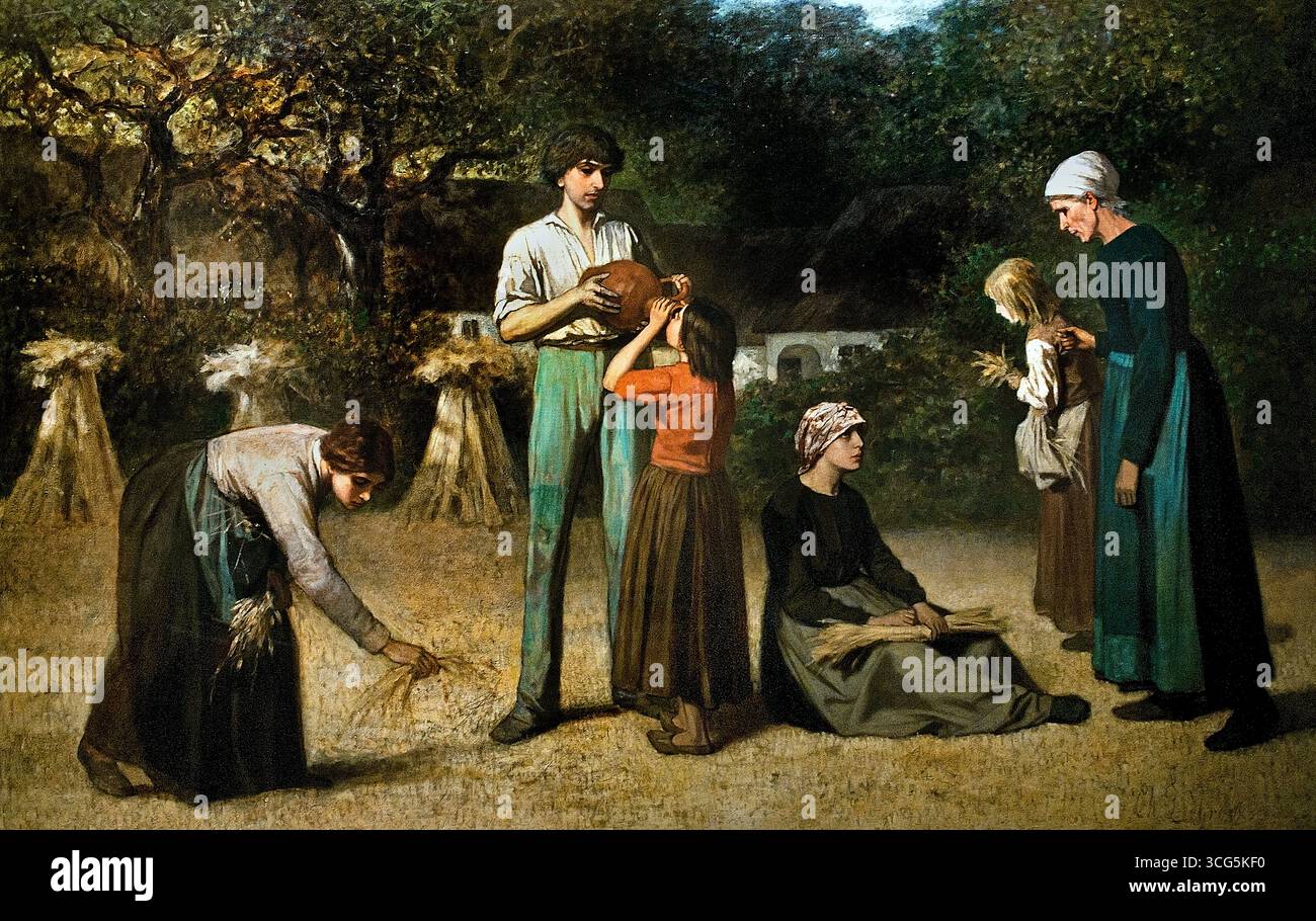 The Gleaners - Les glaneuses 1856 Charles de Groux 1825-1870 belga fiammingo ( Charles de Groux o Charles Degroux (Parigi, 25 agosto 1825 – Parigi, 30 marzo 1870) è stato un pittore, incisore, litografo e illustratore francese. Foto Stock
