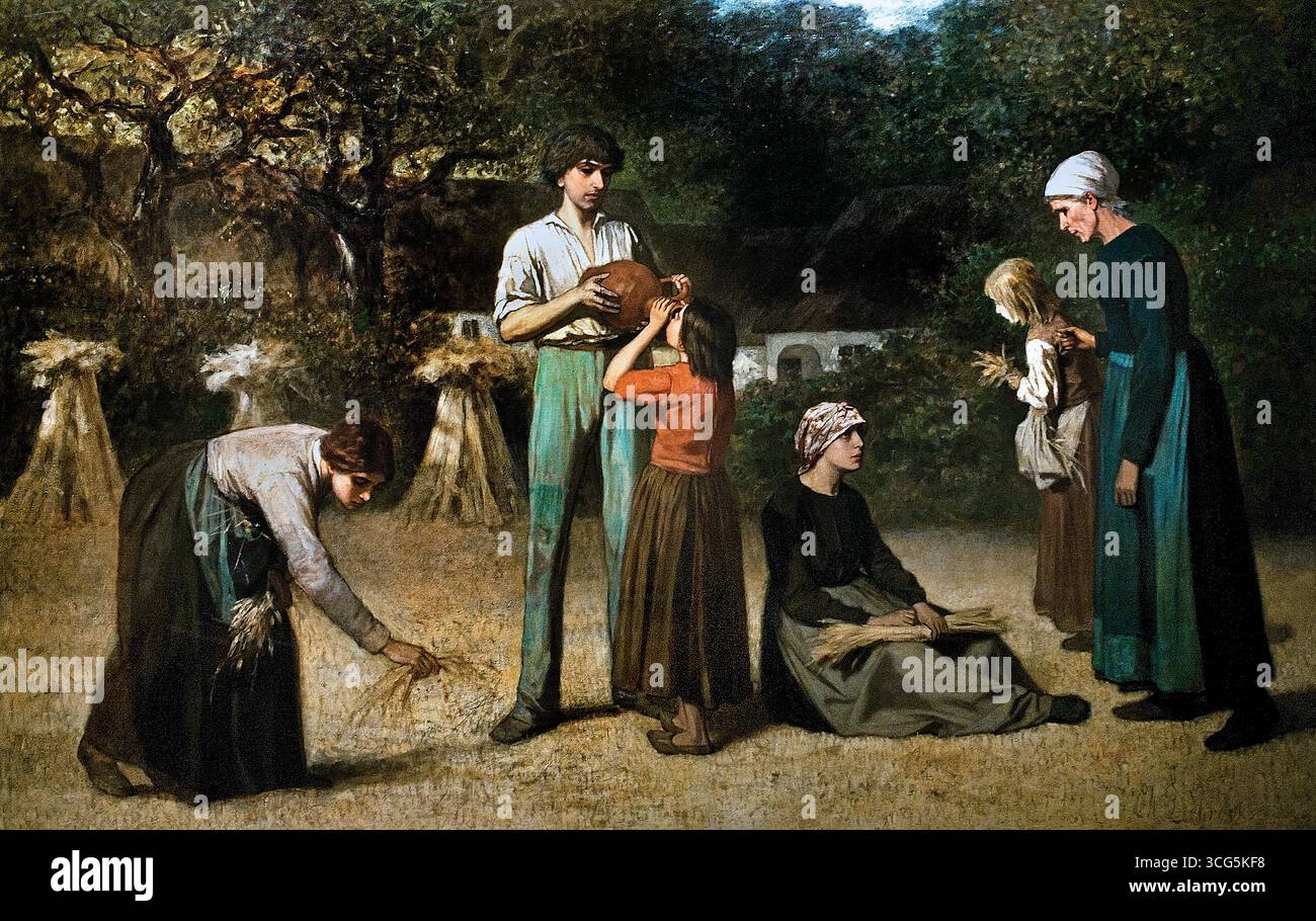 The Gleaners - Les glaneuses 1856 Charles de Groux 1825-1870 belga fiammingo ( Charles de Groux o Charles Degroux (Parigi, 25 agosto 1825 – Parigi, 30 marzo 1870) è stato un pittore, incisore, litografo e illustratore francese. Foto Stock